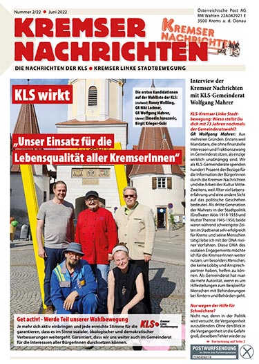 Titelseite der Zeitschrift "Kremser Nachrichten # 2/2022"